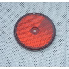 REFLECTOR - RED - WITH HOLE FOR SCREW -  (60mm) - BLACK HEM